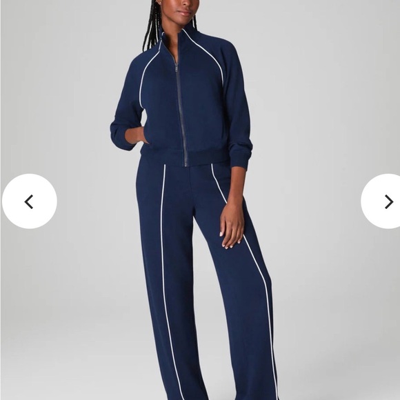 Spanx AirEssentials Pique Full Zip Track Jacket navy blue Sz S - Picture 3 of 8